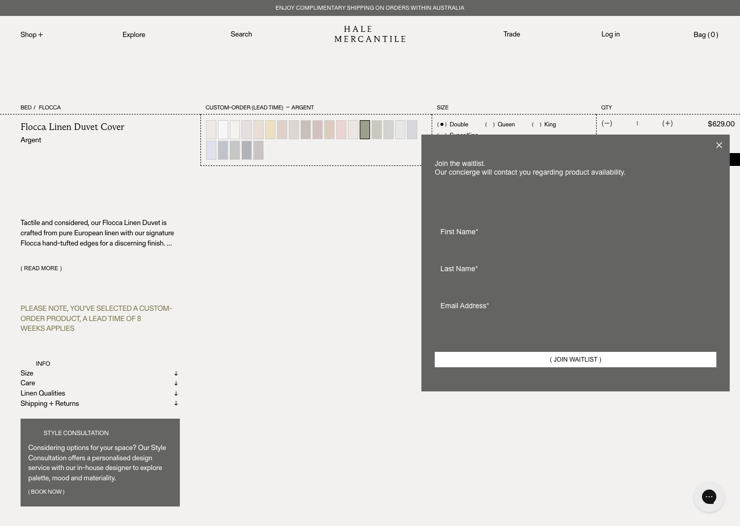 Flocca Linen Duvet Cover Argent