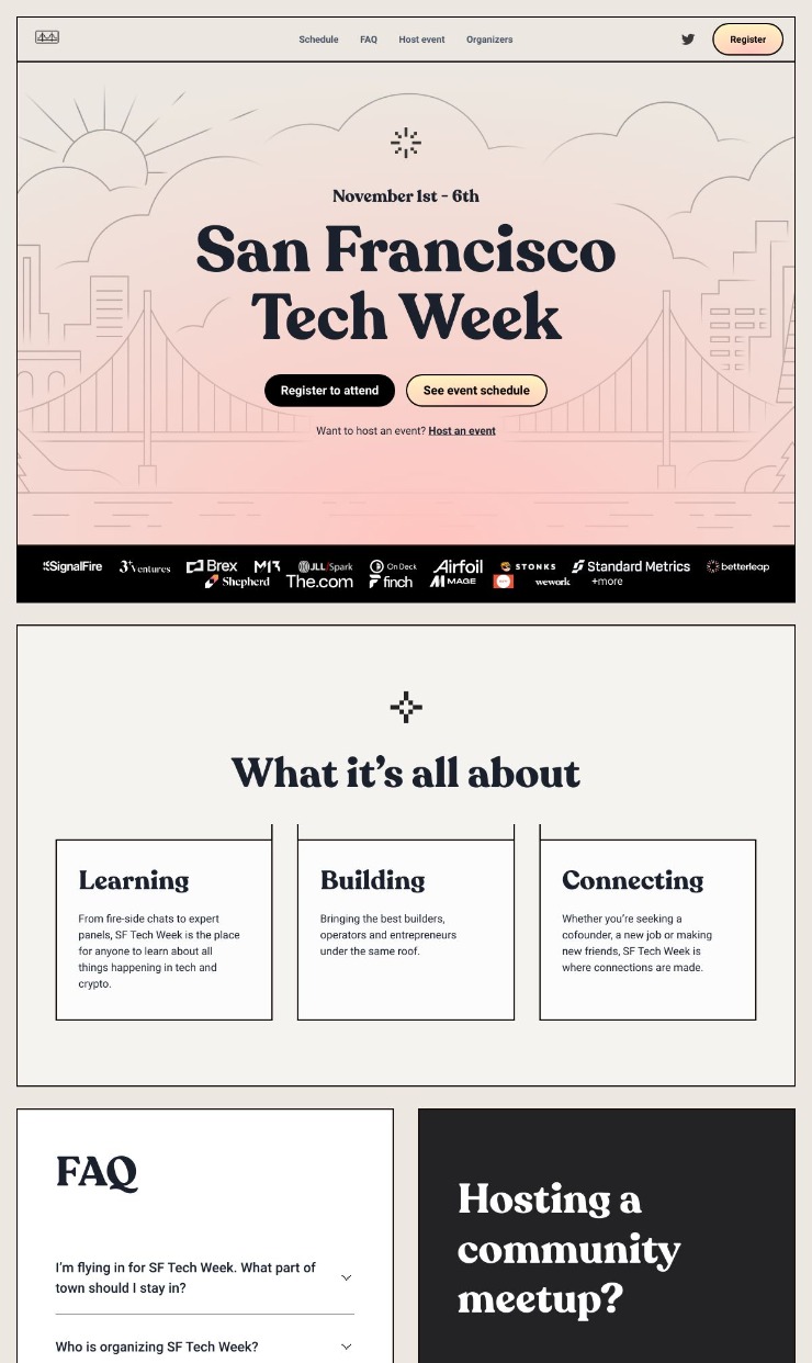 SF Tech Week — website design on Landdding