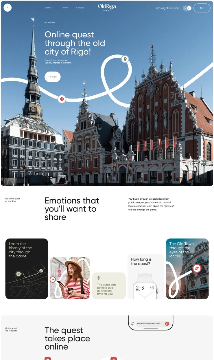 Old Riga KVEST — website design on Landdding