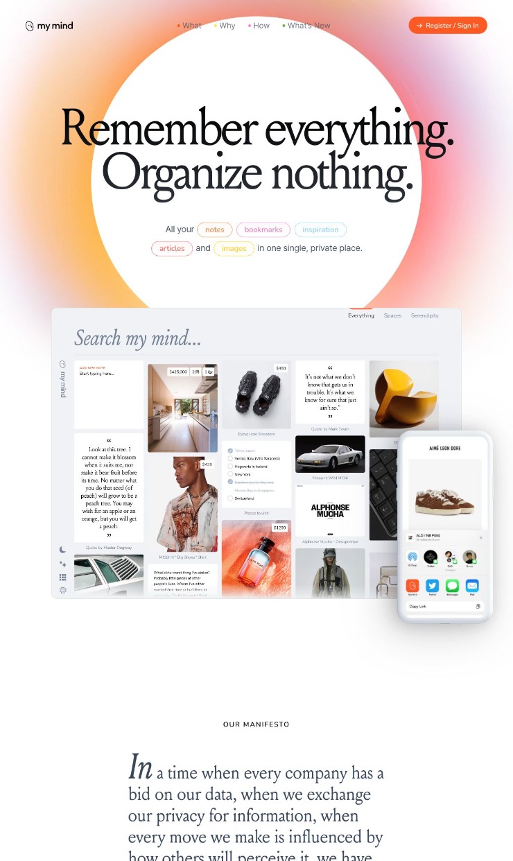 My Mind — website design on Landdding