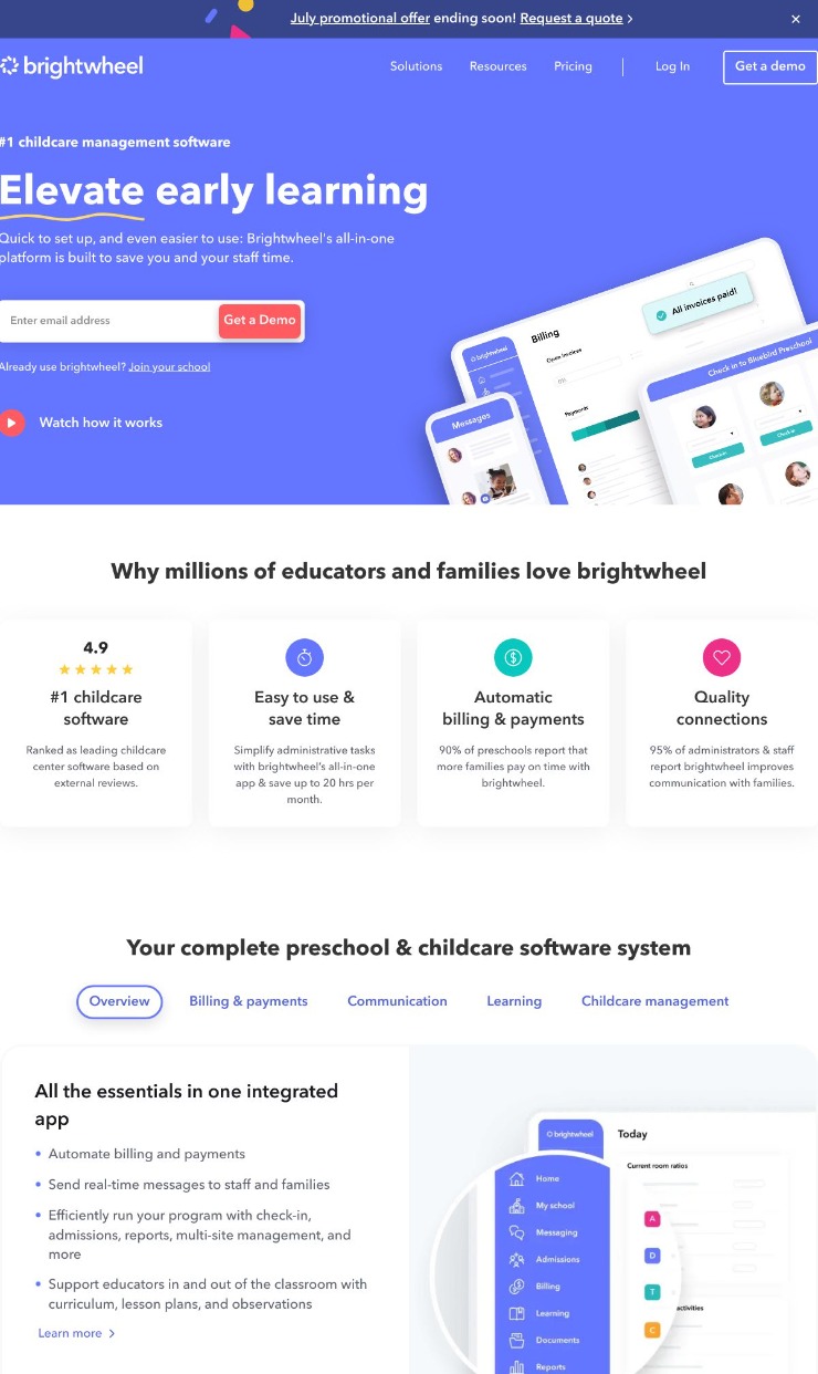 Brightwheel — website design on Landdding