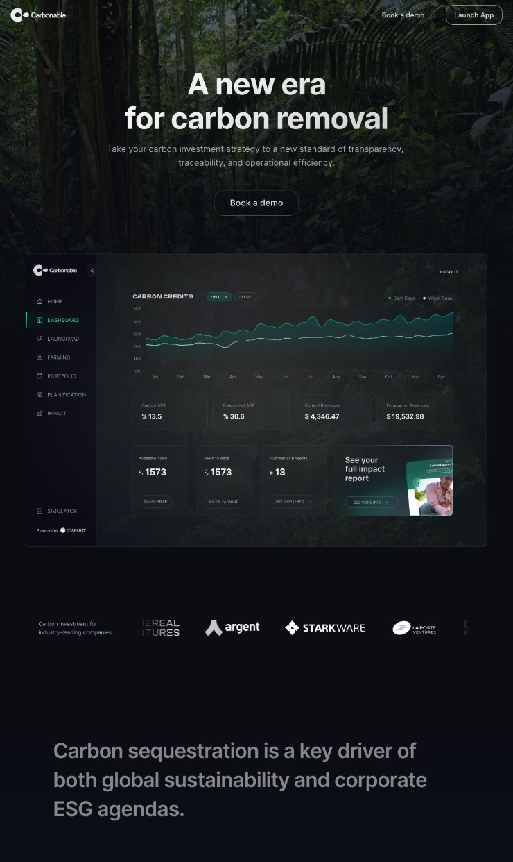 Carbonable — website design on Landdding