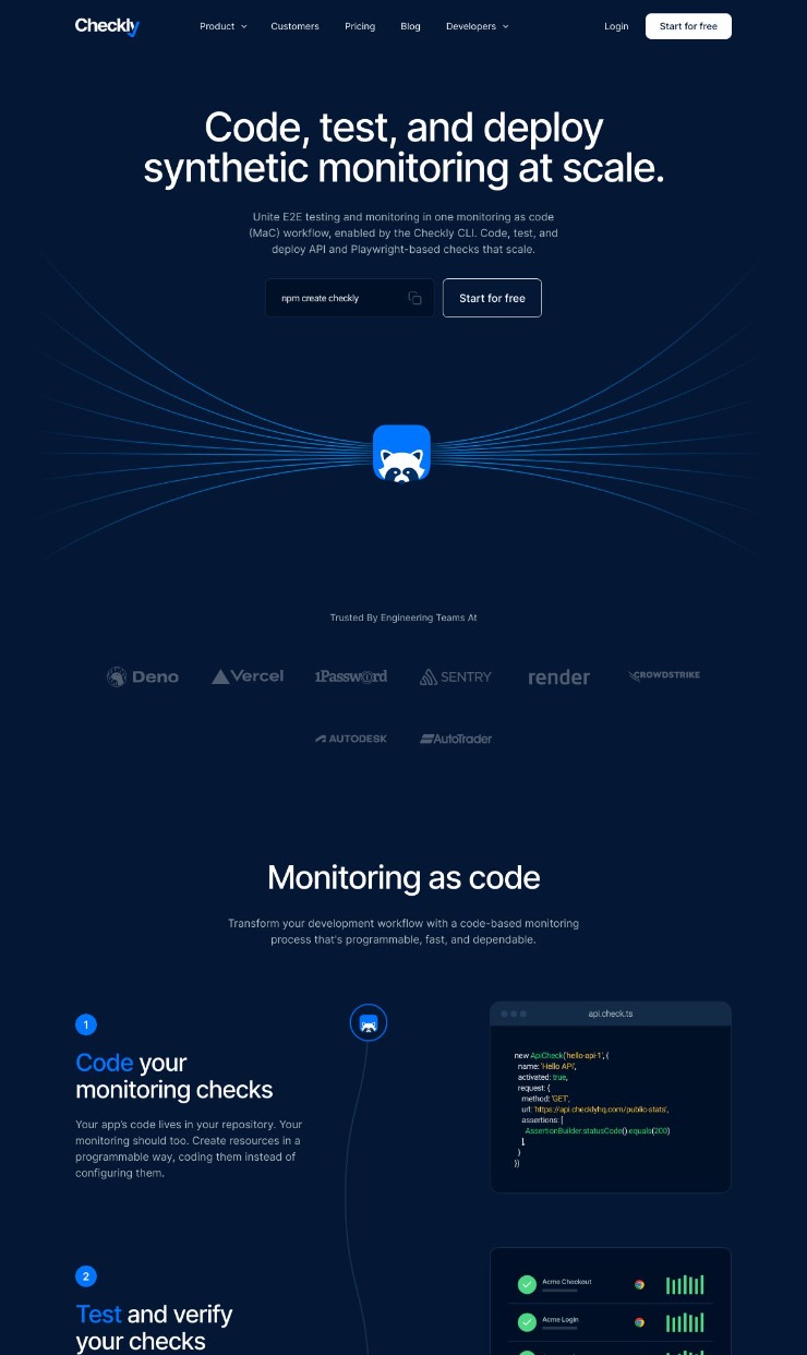 Checkly — website design on Landdding
