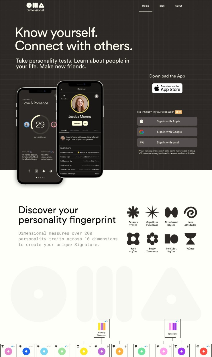 Dimensional — website design on Landdding