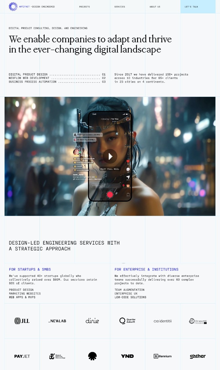 Artifact — website design on Landdding