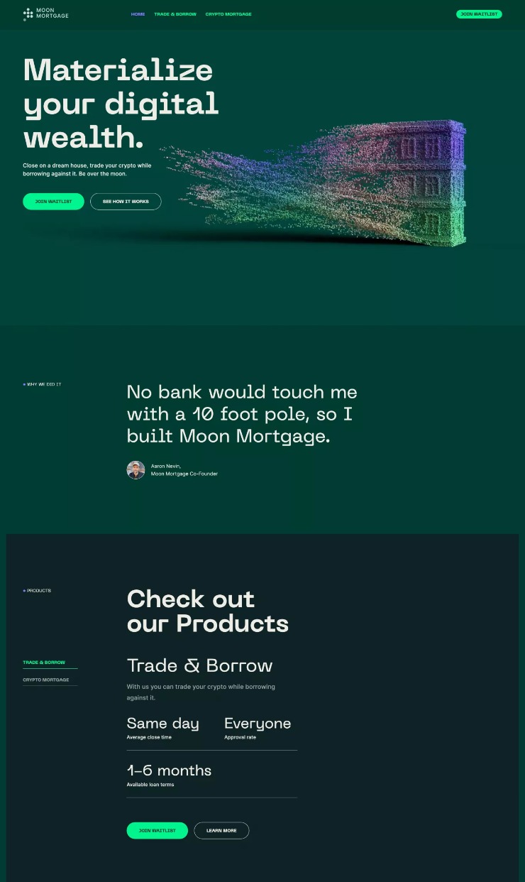 Moon Mortage — website design on Landdding
