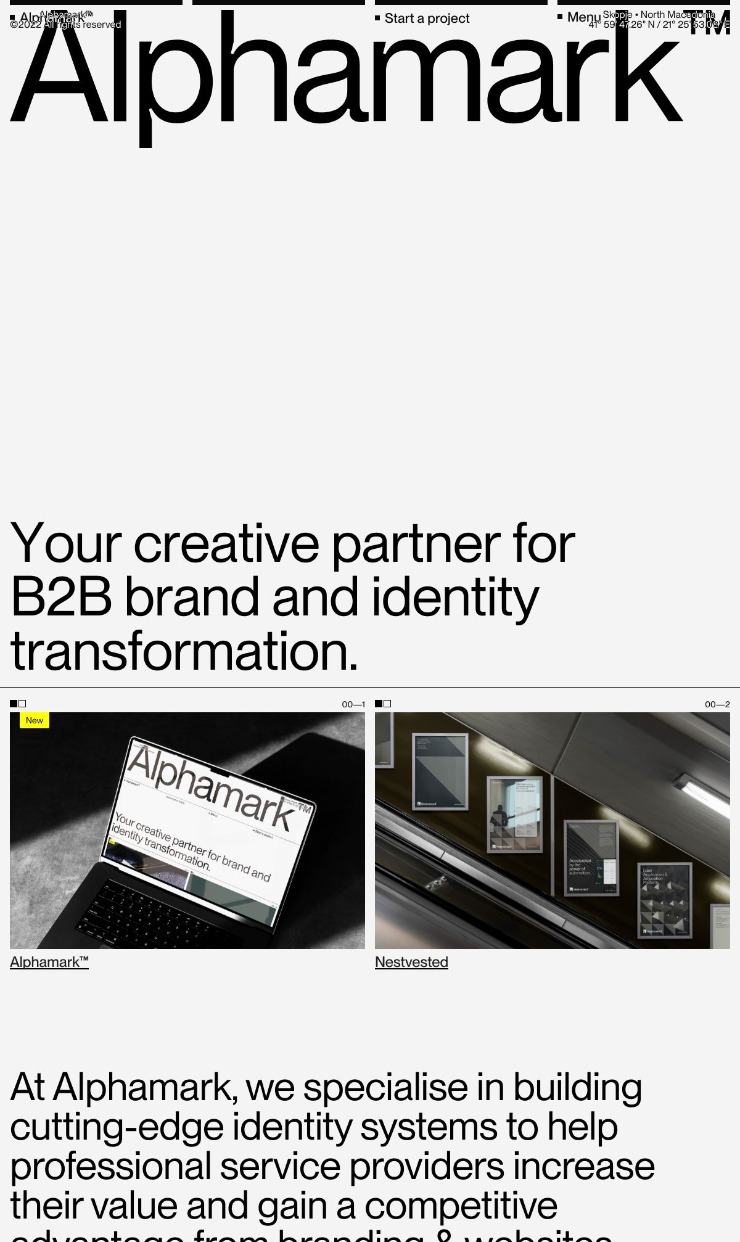 Alphamark — website design on Landdding