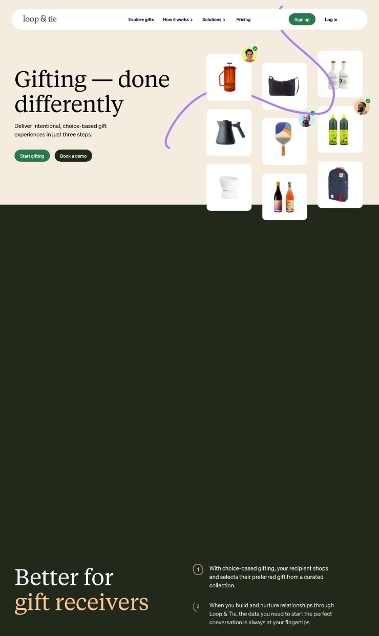 Loop & Tie — website design on Landdding