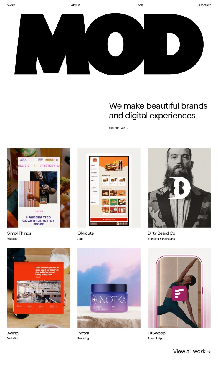 Mod — website design on Landdding