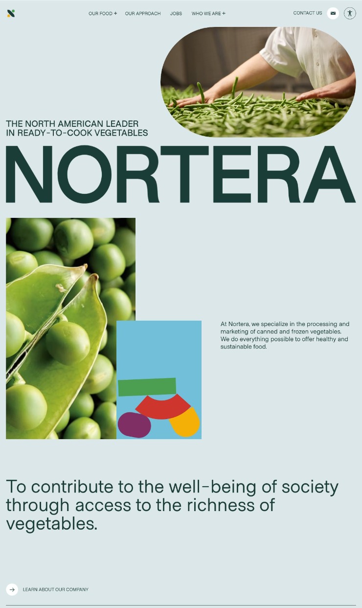 Nortera Foods — website design on Landdding