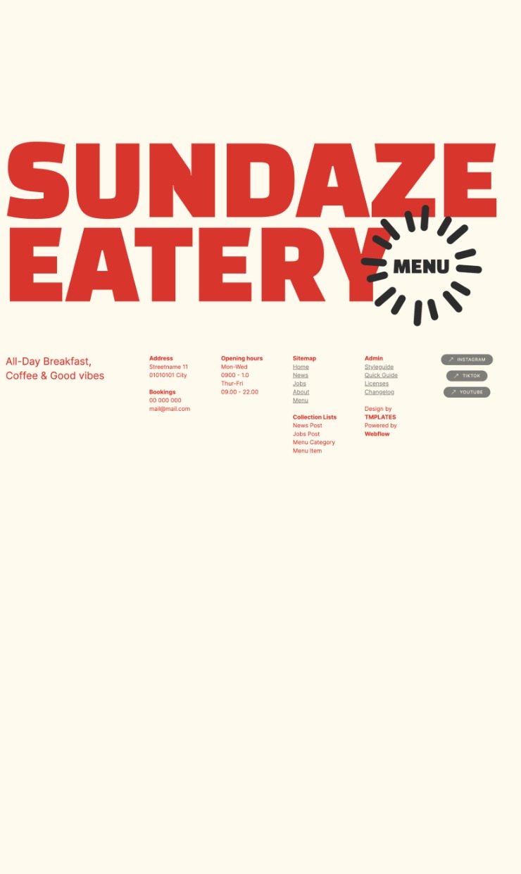 Sundaze Eatery — website design on Landdding