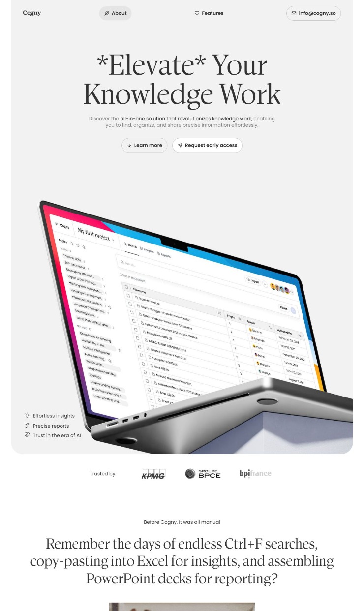 Cogny — website design on Landdding
