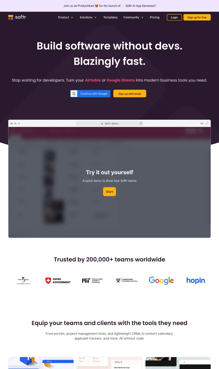 Softr — website design on Landdding