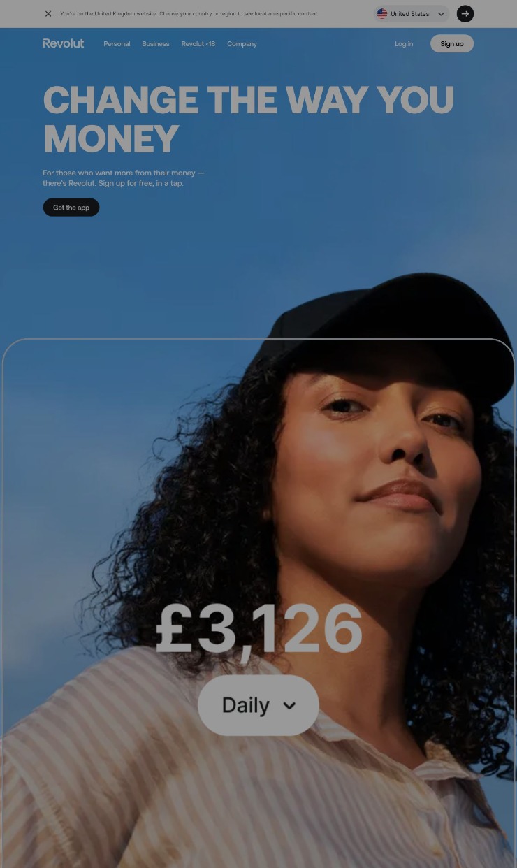 Revolut — website design on Landdding