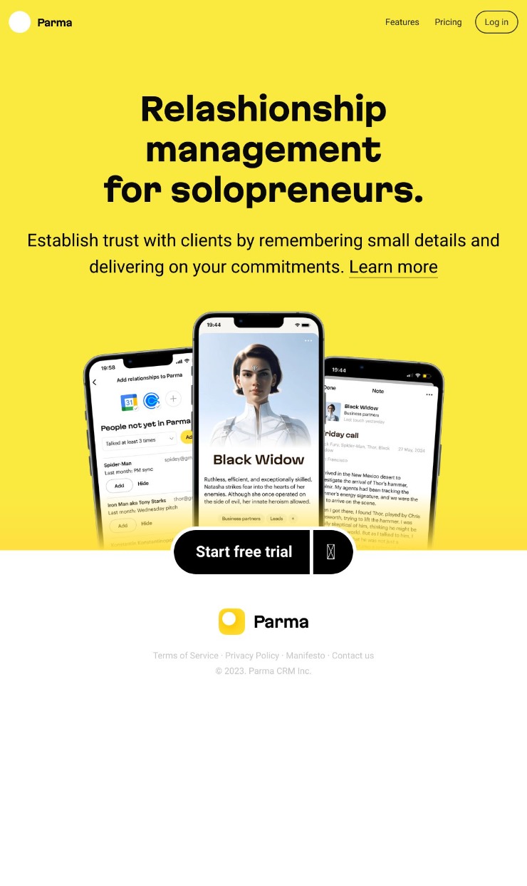 Parma — website design on Landdding