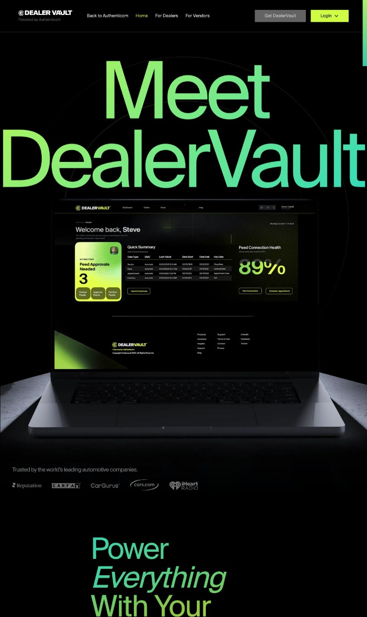 Dealer Vault — website design on Landdding