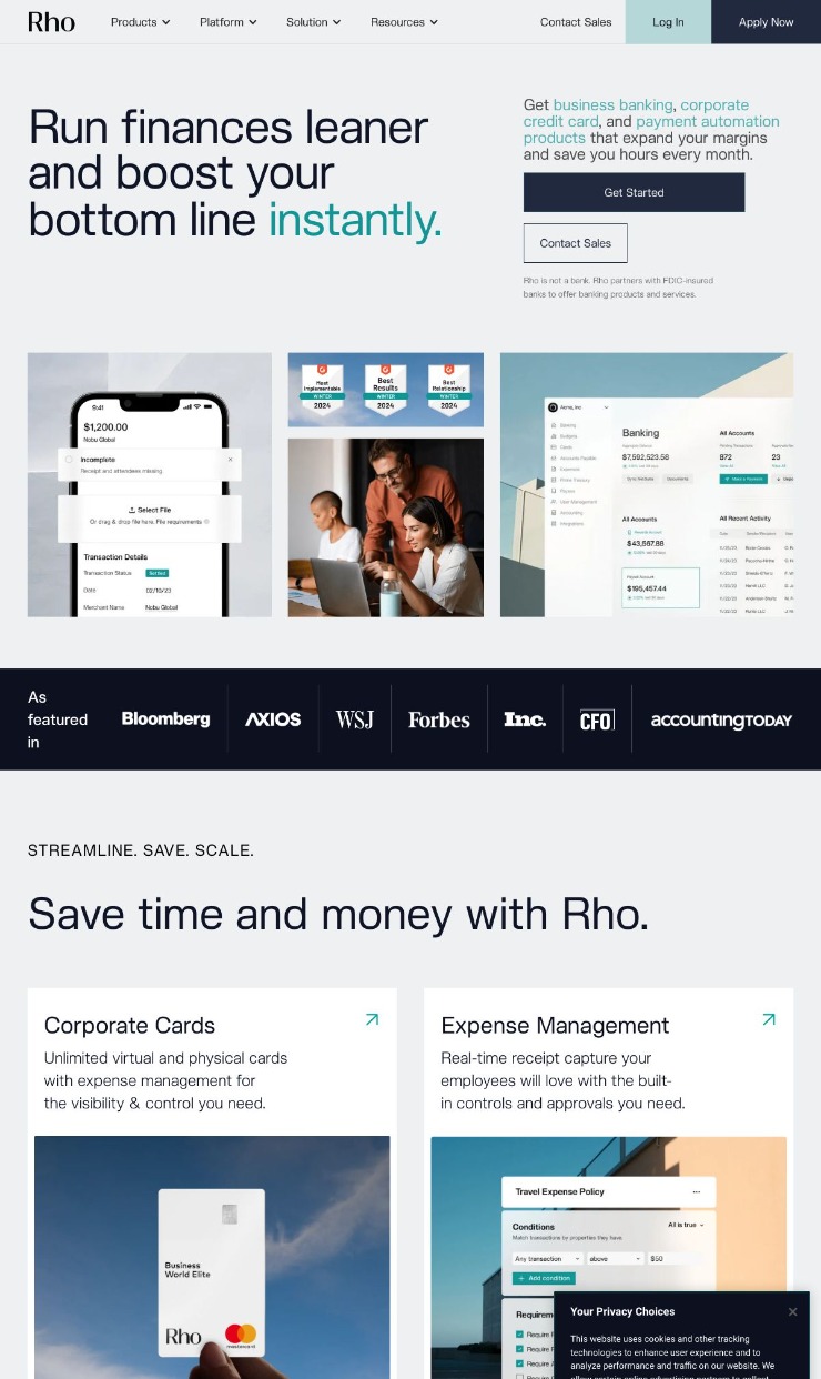 Rho — website design on Landdding
