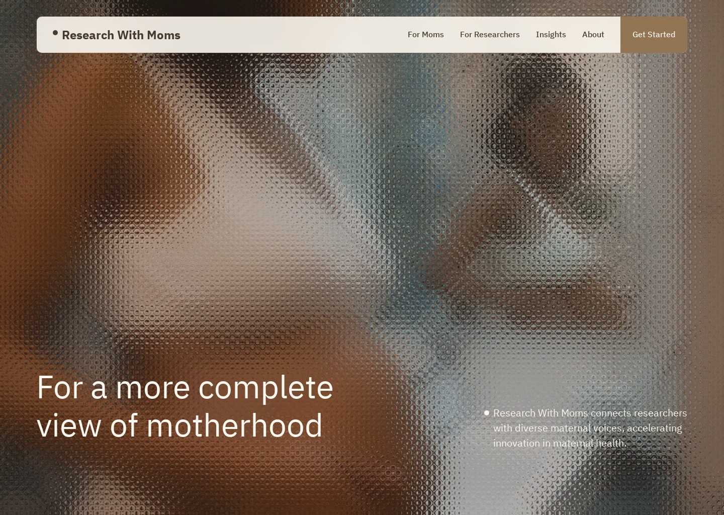 Research With Moms | Shape the future of motherhood — website design on Landdding