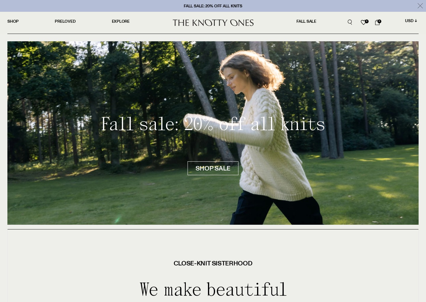 The Knotty Ones: Sustainable Knitwear Handcrafted by Real Humans — website design on Landdding