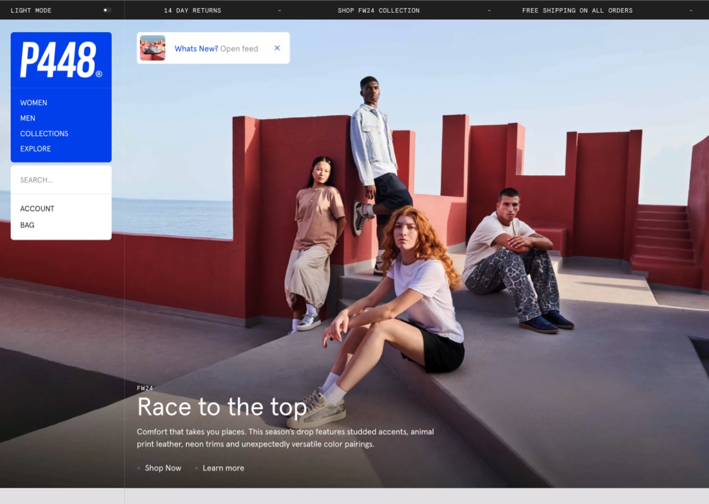 P448® Italian Sneakers — website design on Landdding