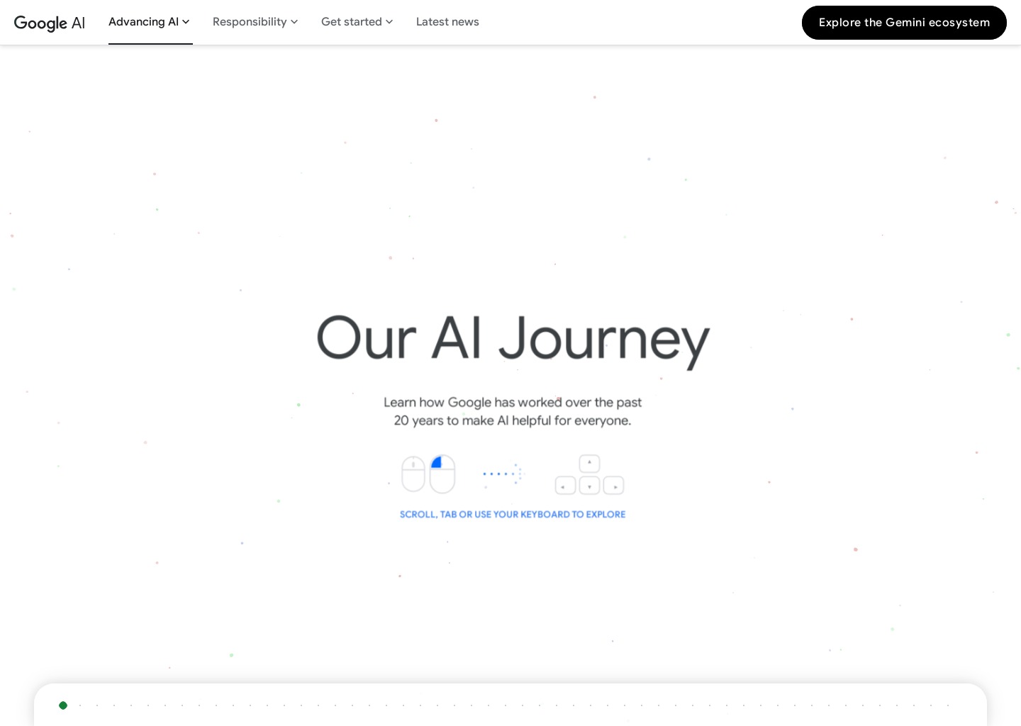 Milestones of Google AI journey  — website design on Landdding