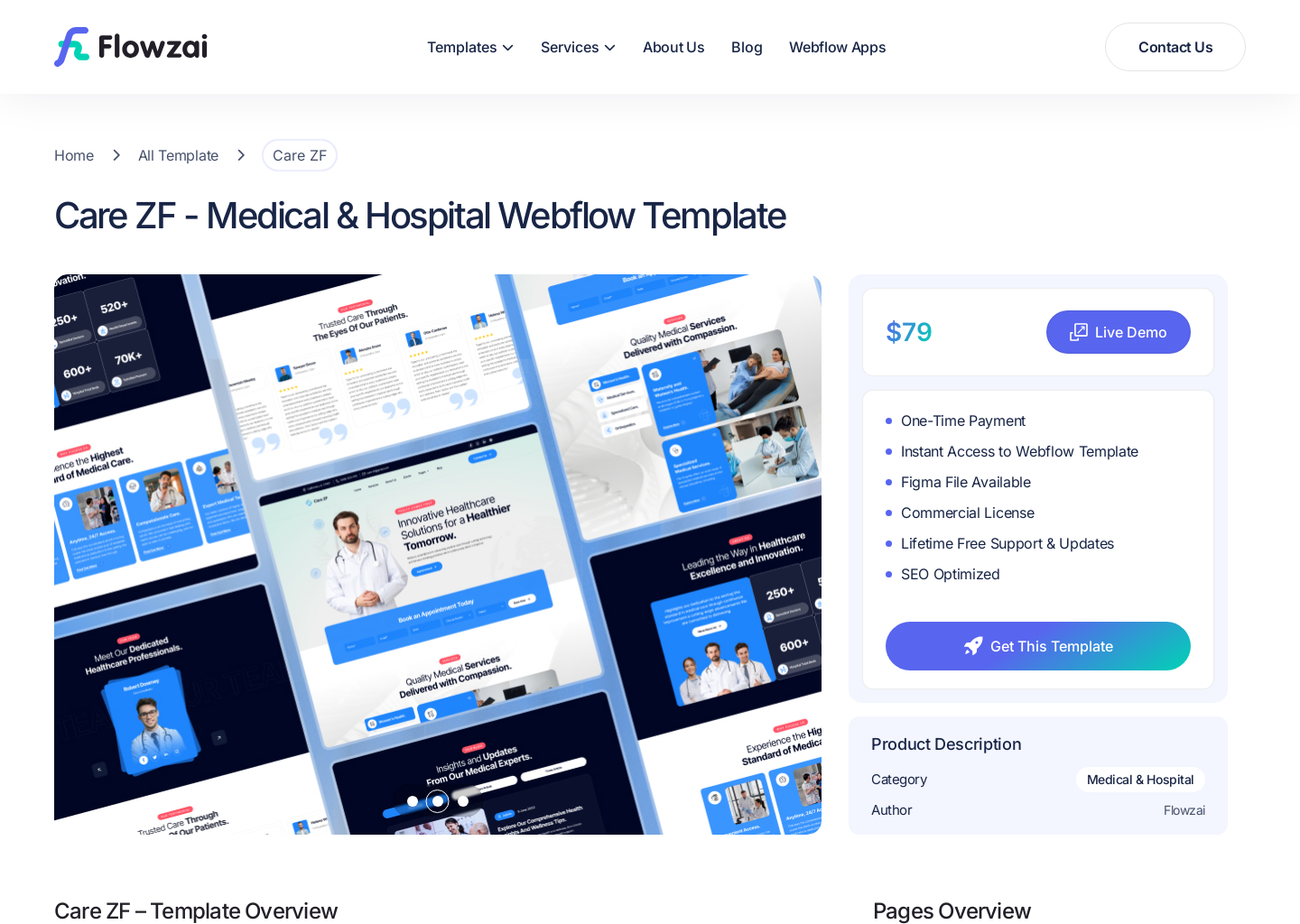 Care ZF - Medical and Hospital Webflow Template | Flowzai — website ...