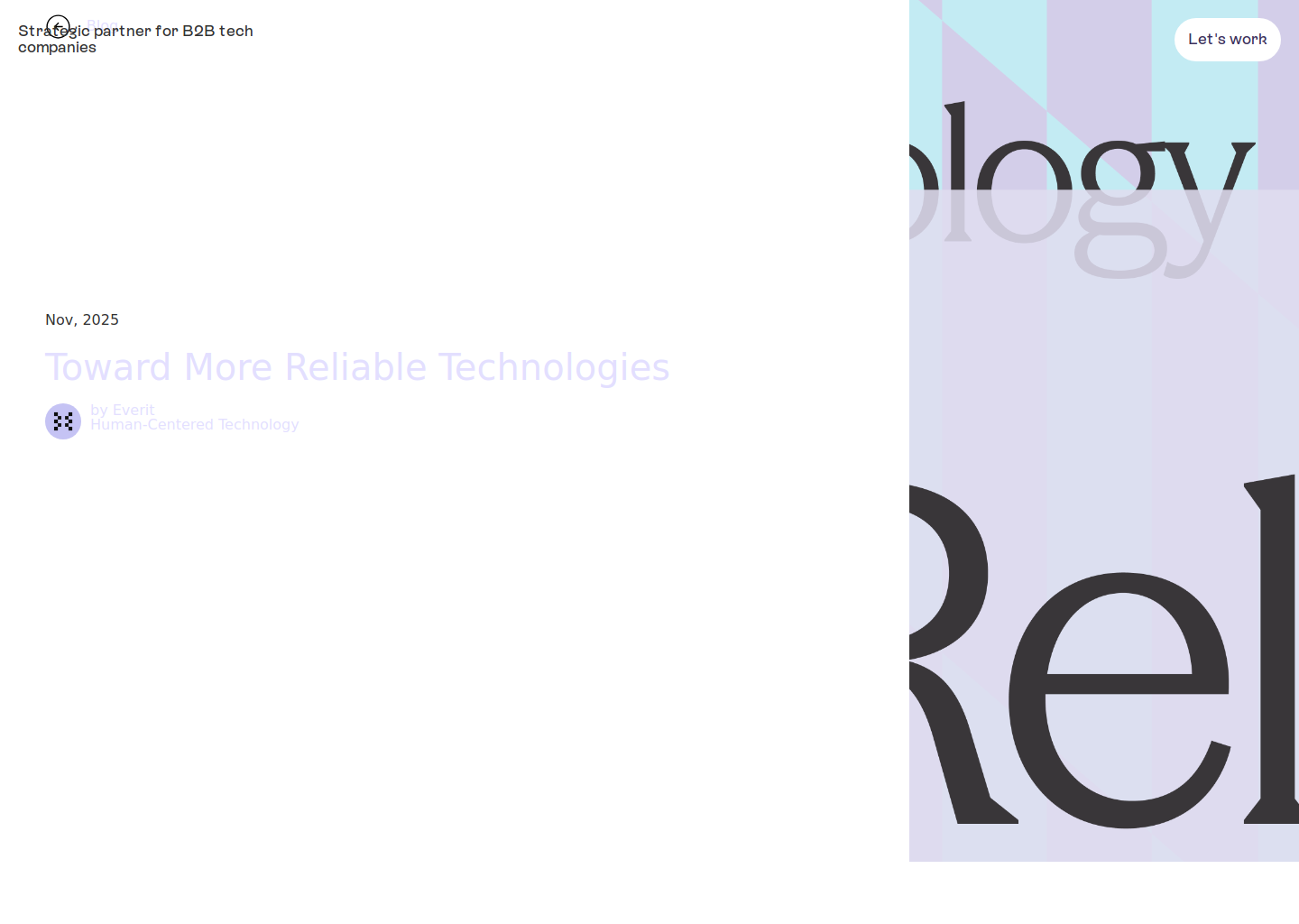 Toward More Reliable Technologies