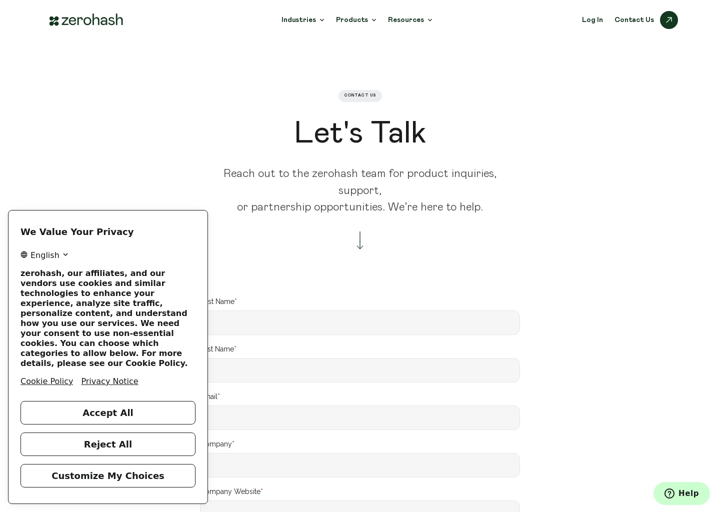zerohash Contact | Get in Touch with Our Team
