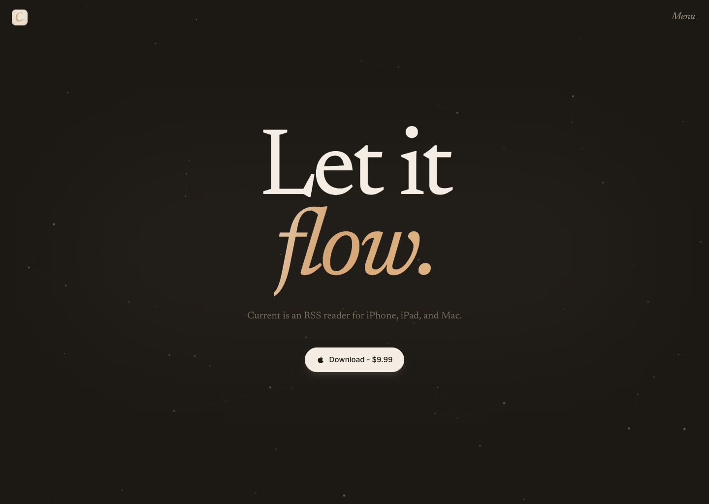 Current - A River of Reading — website design on Landdding