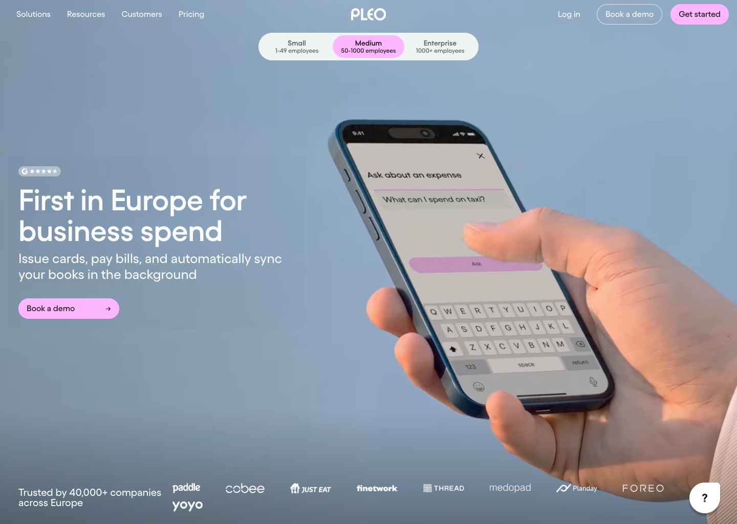 Smarter spending for your business - Pleo — website design on Landdding