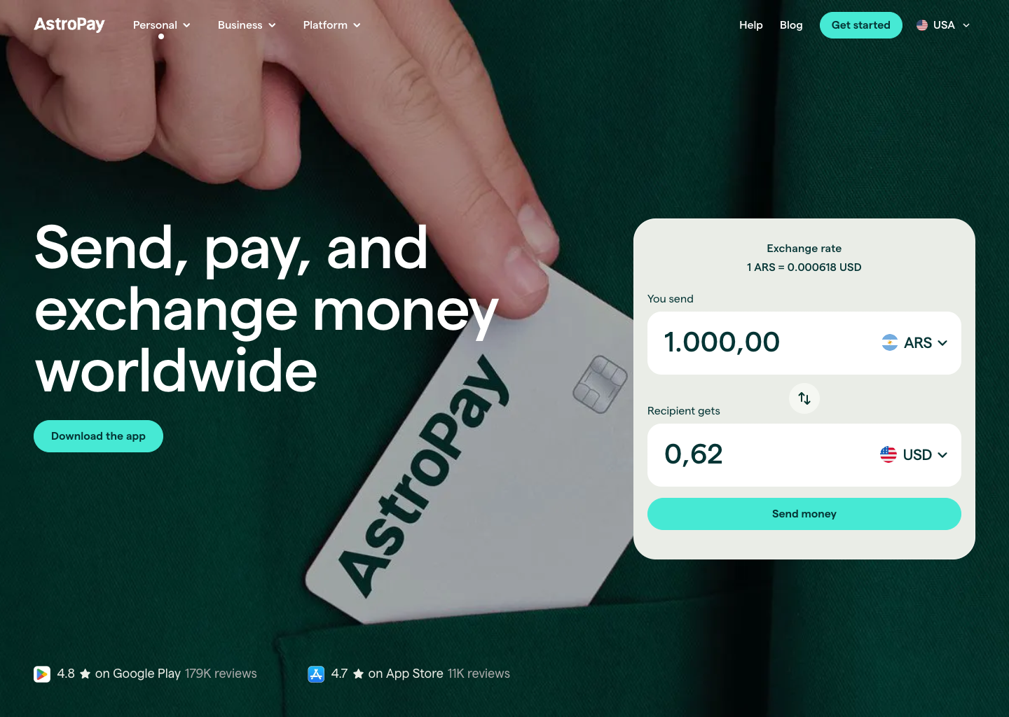 Global Payments, Cards & Accounts Without Borders - AstroPay — website design on Landdding