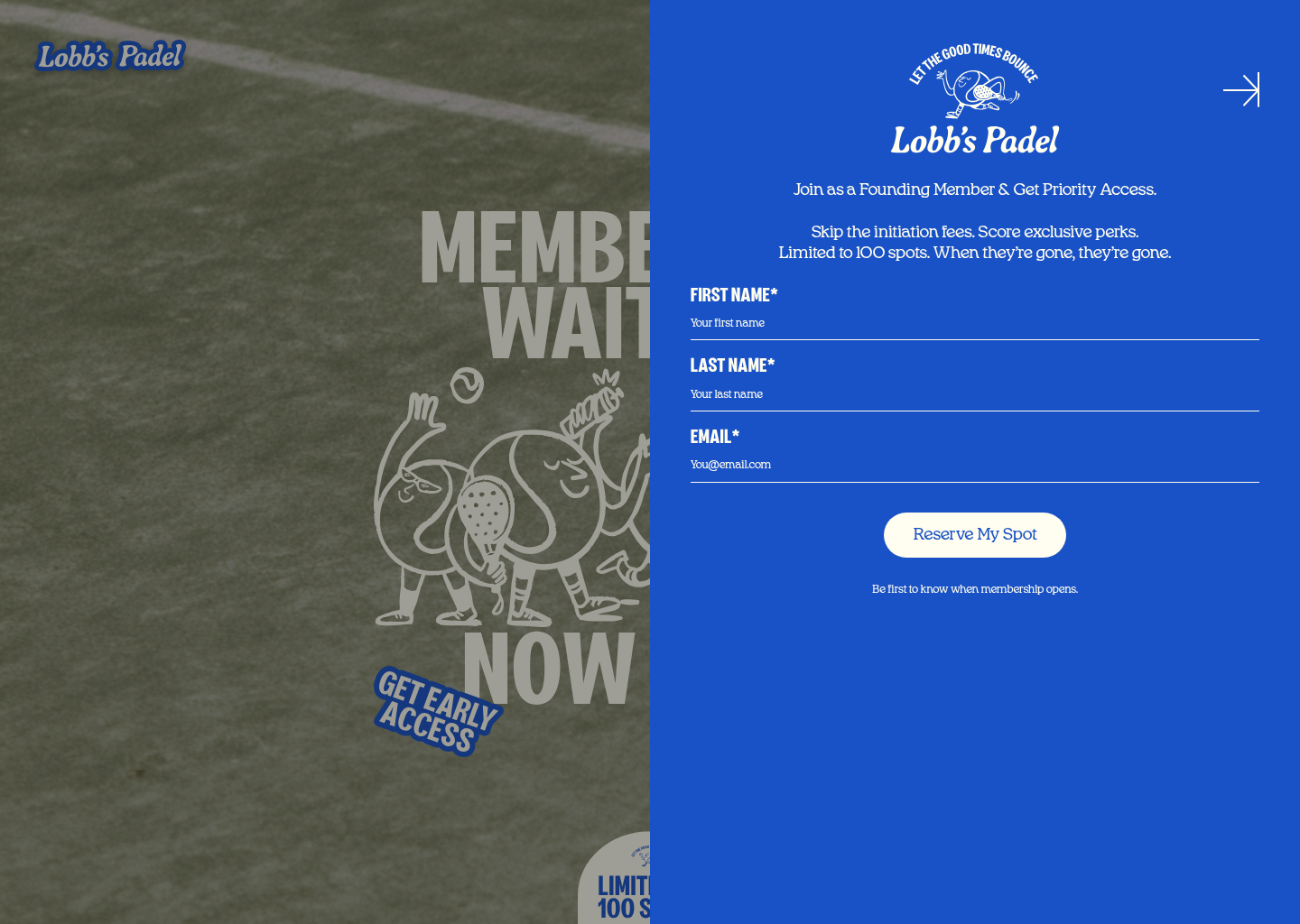 Lobb’s Padel - Founding Membership Waitlist Open | The Woodlands — website design on Landdding