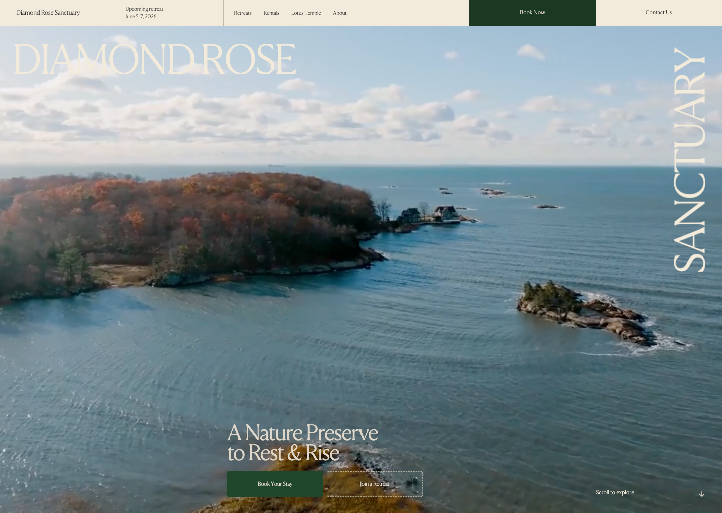 Diamond Rose Sanctuary • Nature Retreat &amp; Wellness Center — website design on Landdding