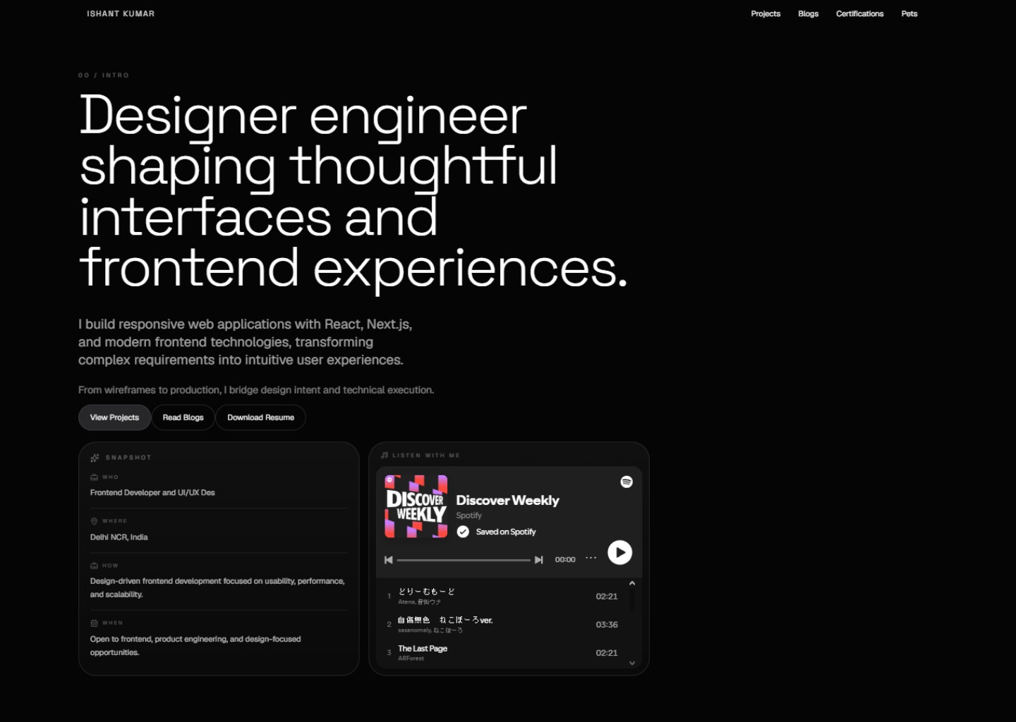 Ishant Kumar — Frontend Developer and UI/UX Designer — website design on Landdding