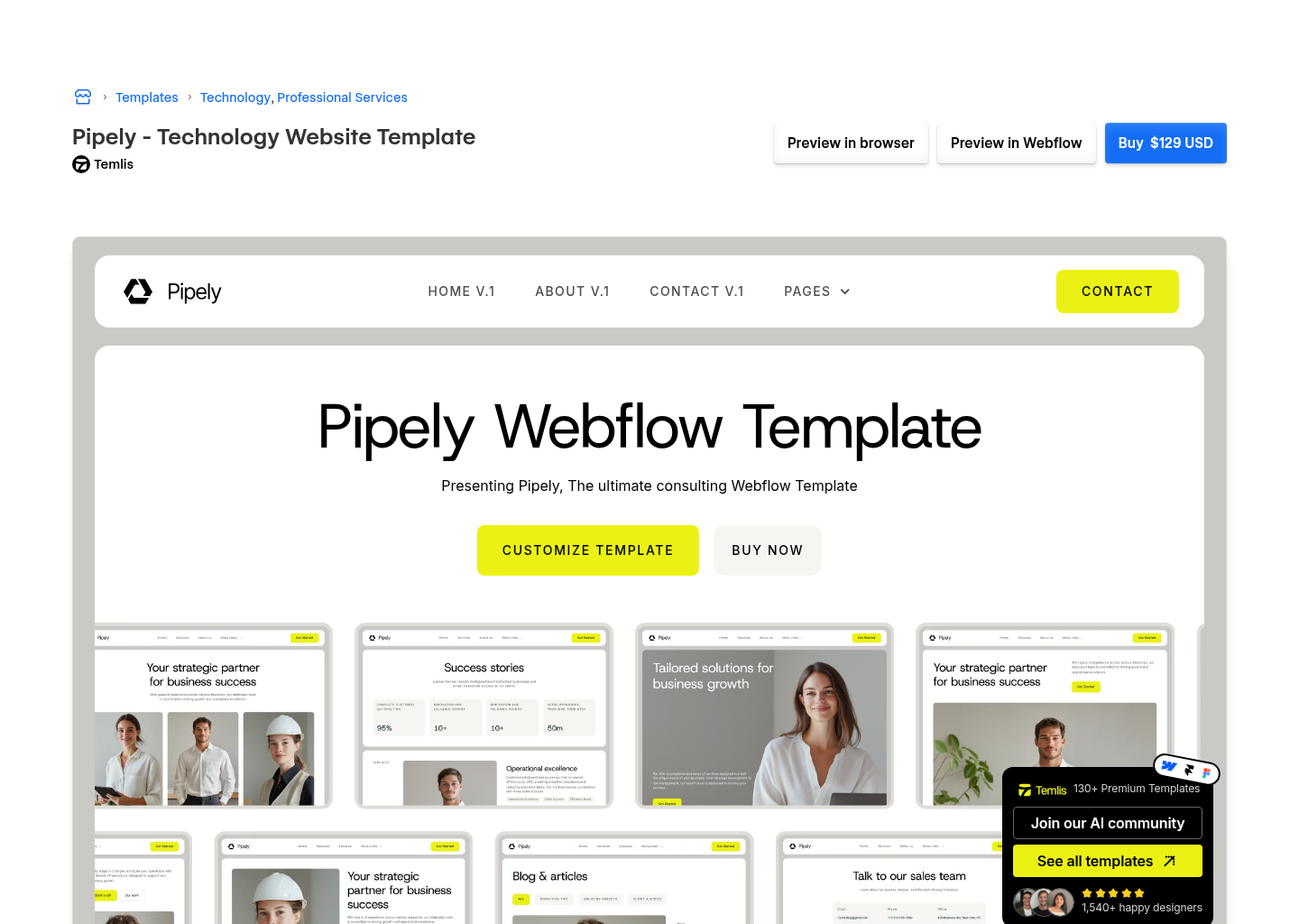 Pipely - Technology Website Template for Framer — website design on Landdding