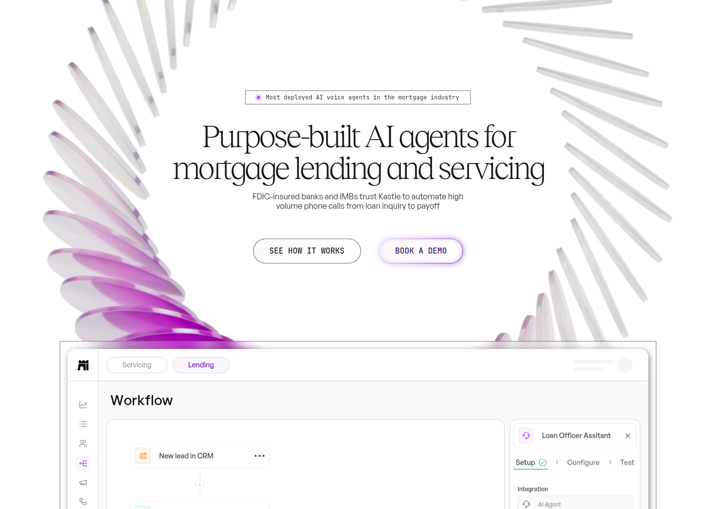 Kastle - AI agents for consumer lending — website design on Landdding