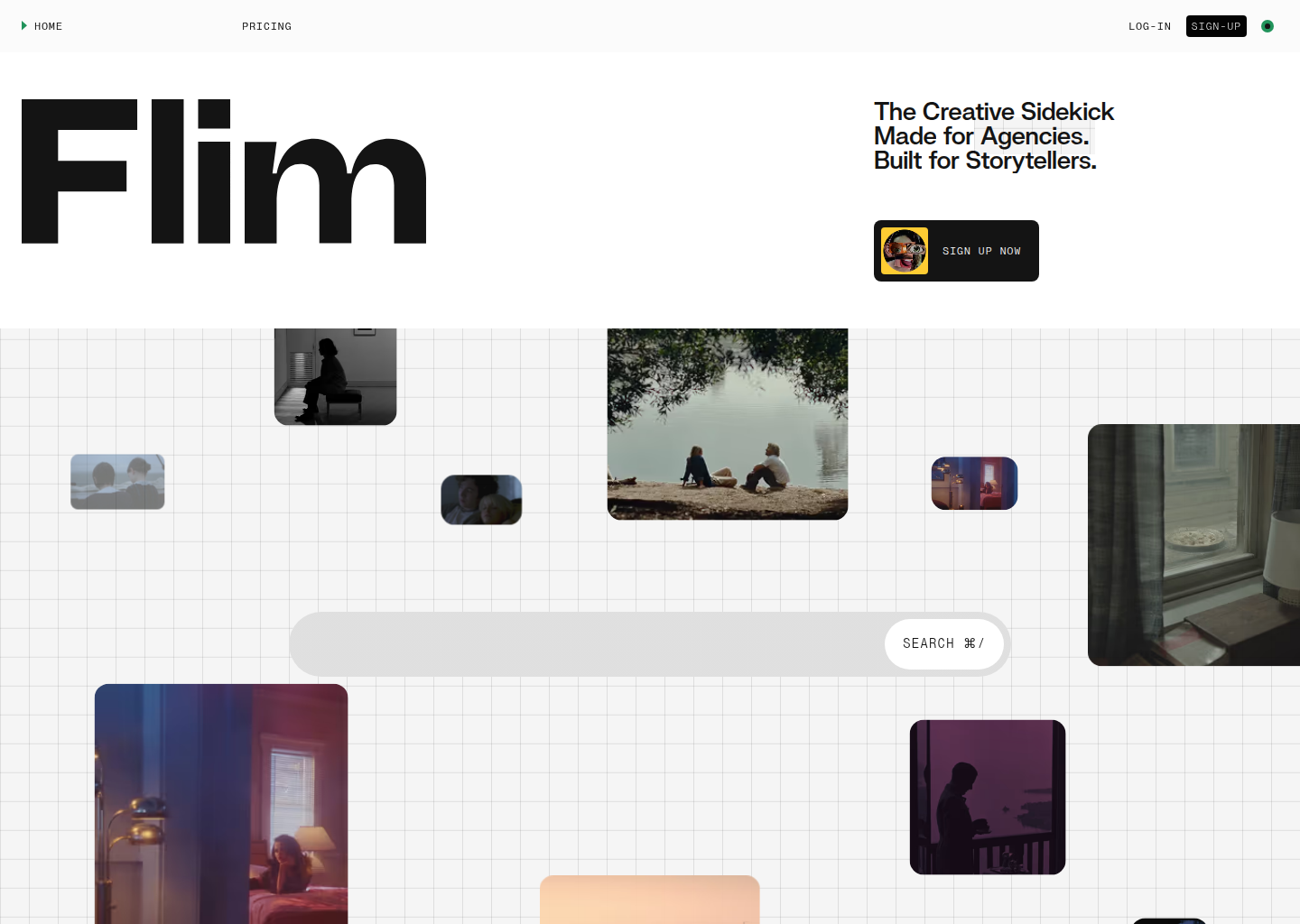 Flim | The search engine for creative people — website design on Landdding