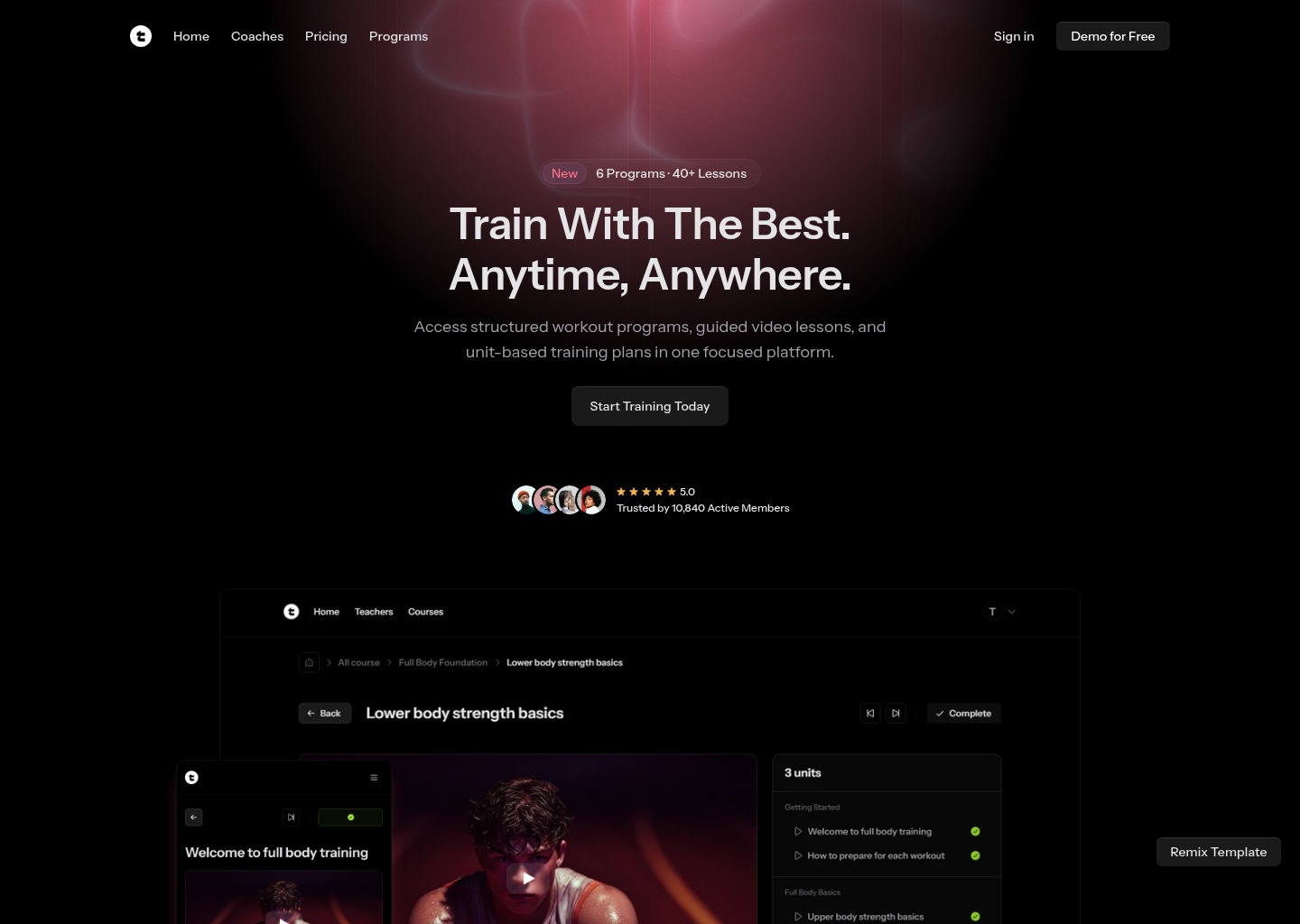 Trainly - Fitness course platform — website design on Landdding