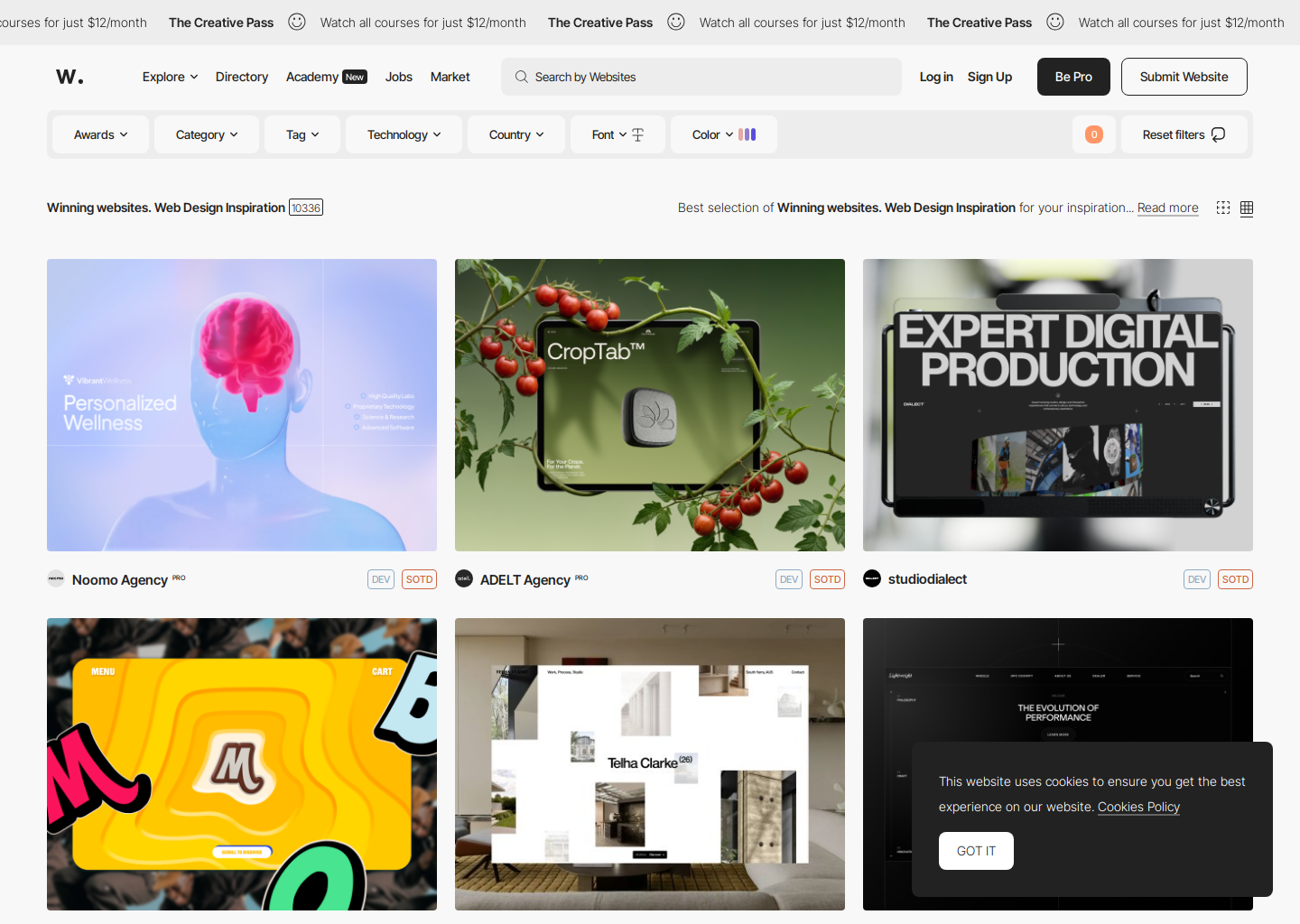Winning websites. Web Design Inspiration - Awwwards
