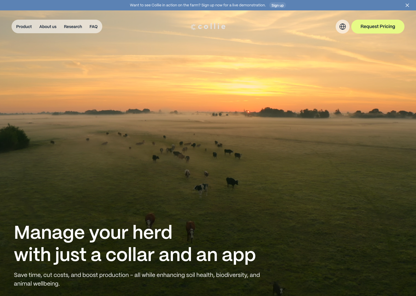Collie | Virtual Fencing &amp; Herding Cow Collar — website design on Landdding