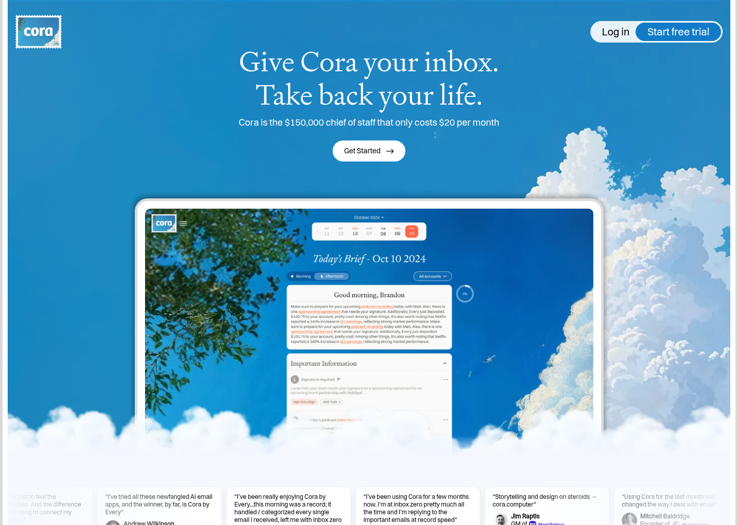 Cora — website design on Landdding