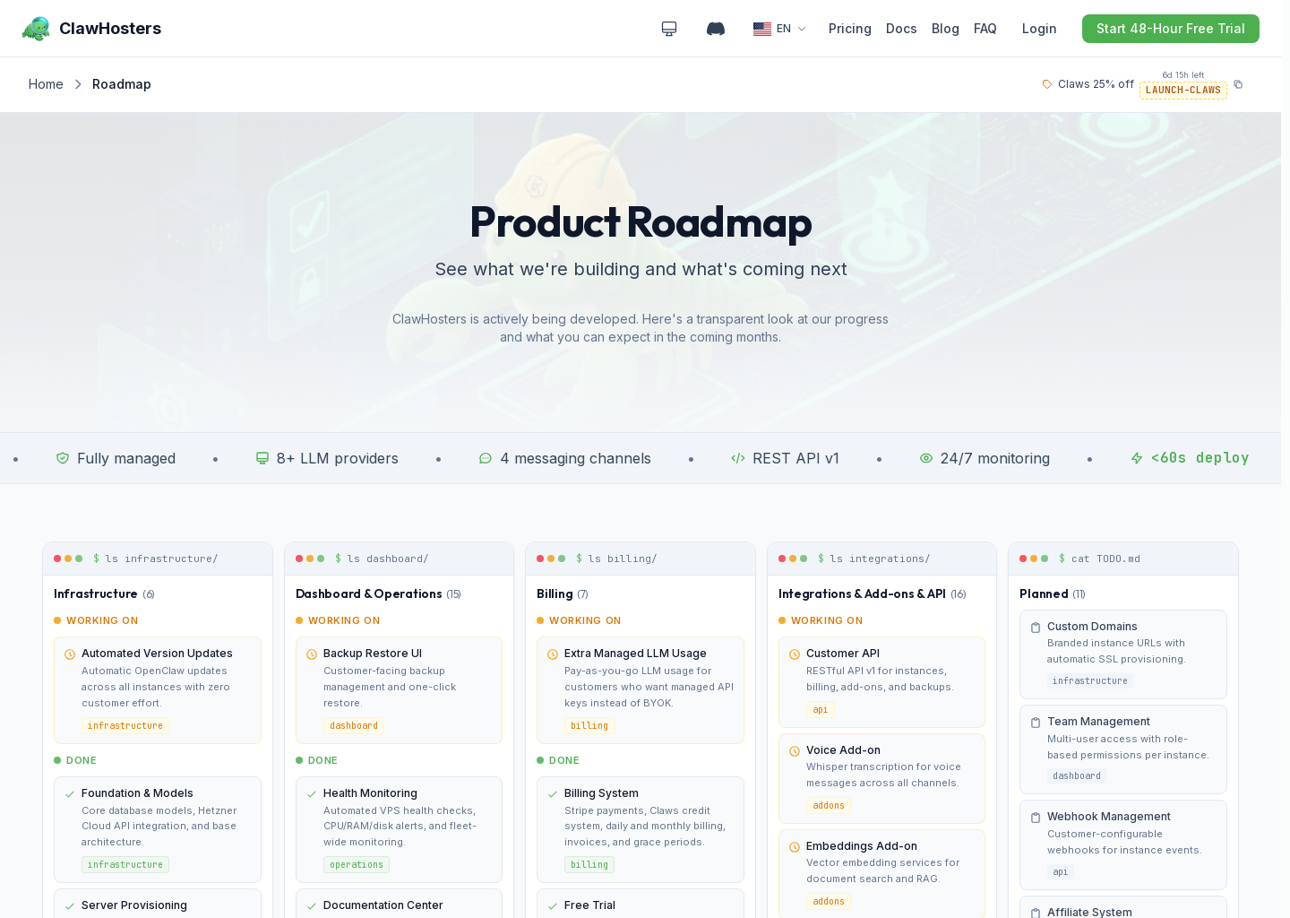 Roadmap | ClawHosters