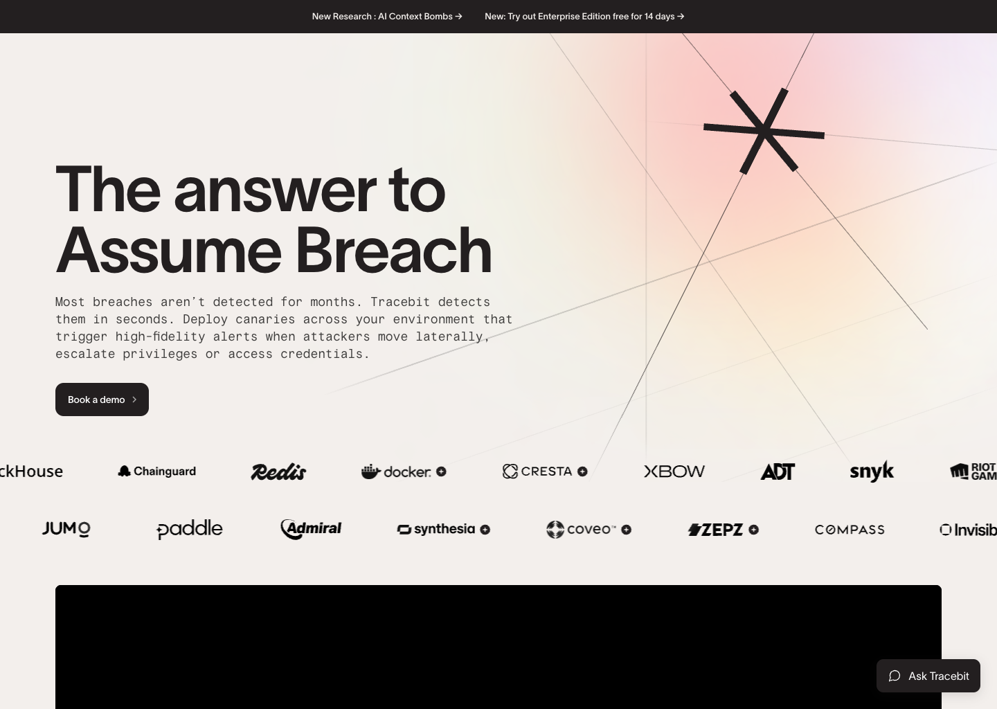 Tracebit | The answer to Assume Breach — website design on Landdding