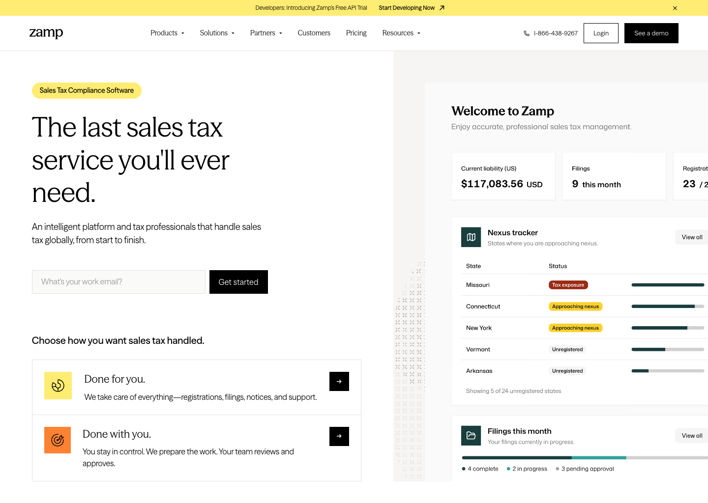 Zamp | Sales Tax Compliance Software, Fully Managed — website design on Landdding