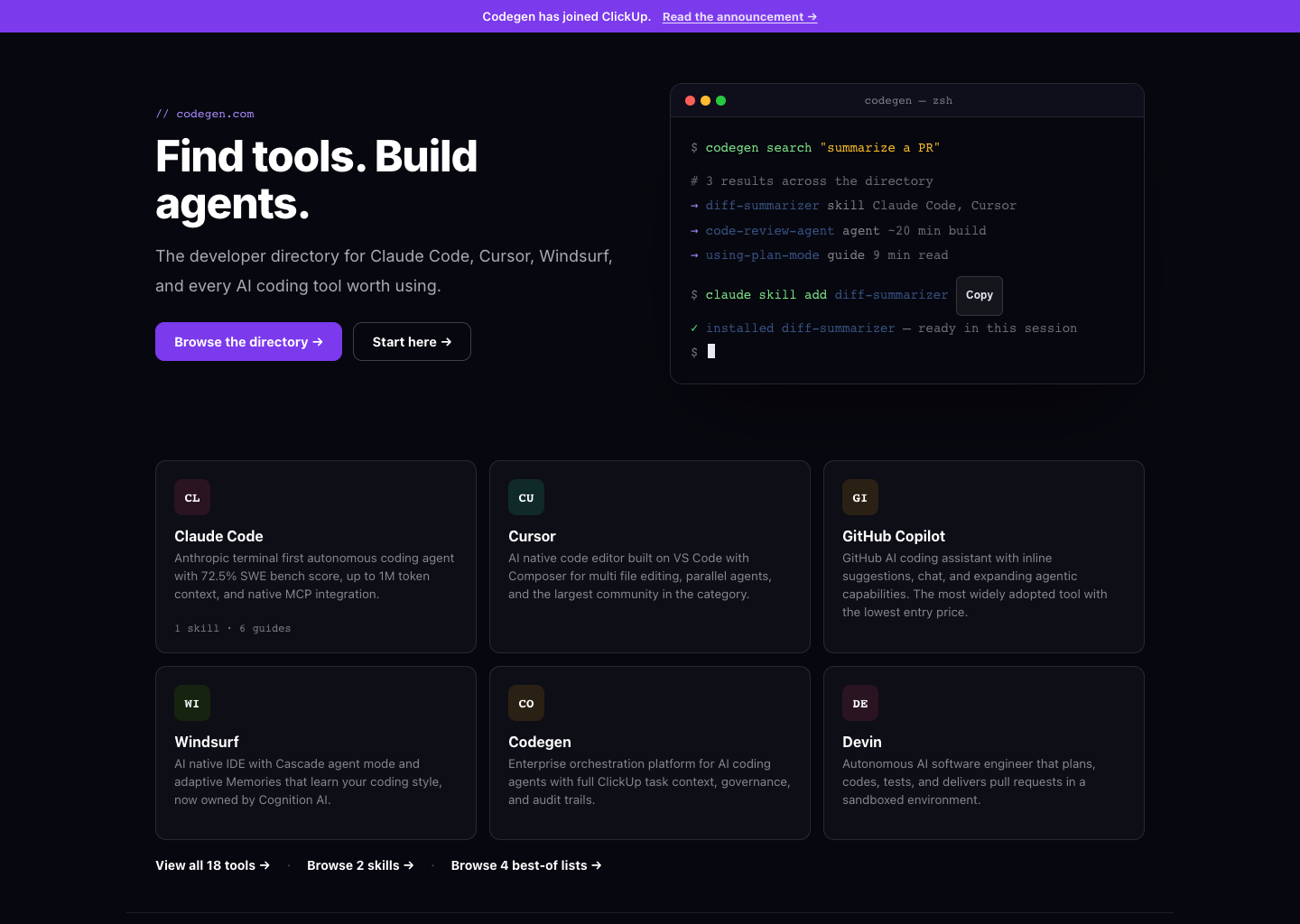 Codegen | The OS for Code Agents — website design on Landdding