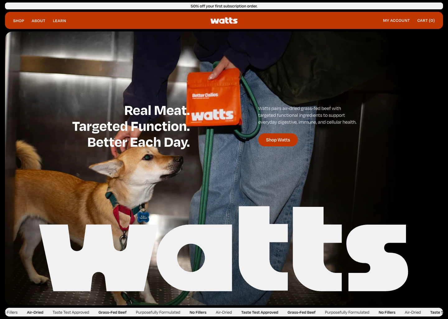 Watts Pet | Real Meat. Targeted Function. Better Each Day. — website design on Landdding