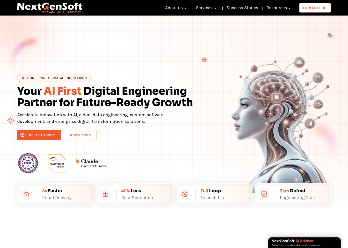 NextGenSoft: Top AI First Digital Engineering Company India, USA — website design on Landdding