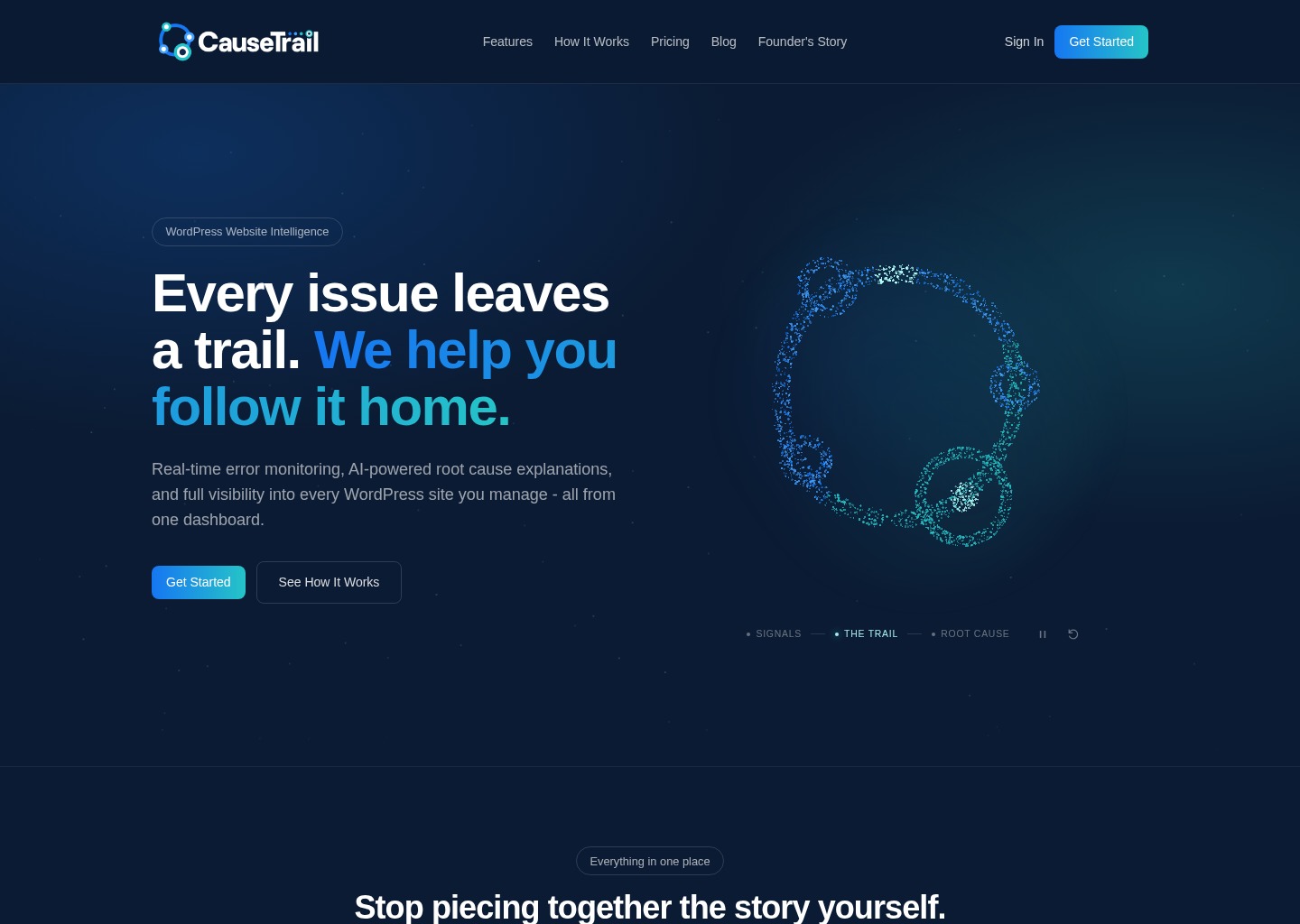 CauseTrail | WordPress Website Intelligence — website design on Landdding