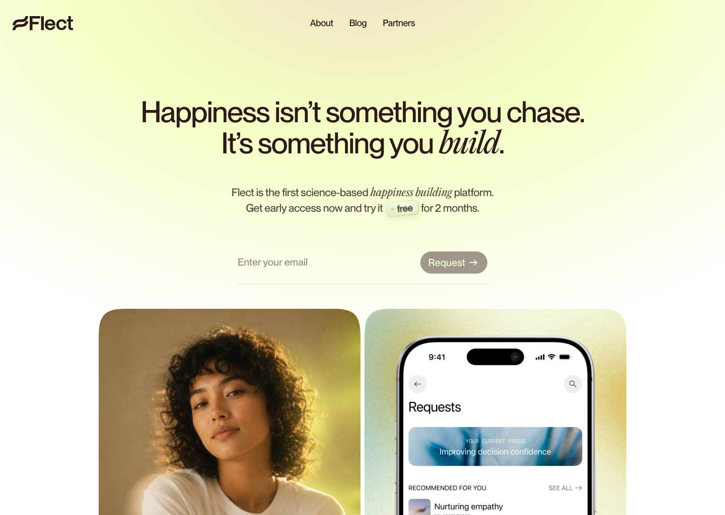 Flect — Build your happiness — website design on Landdding