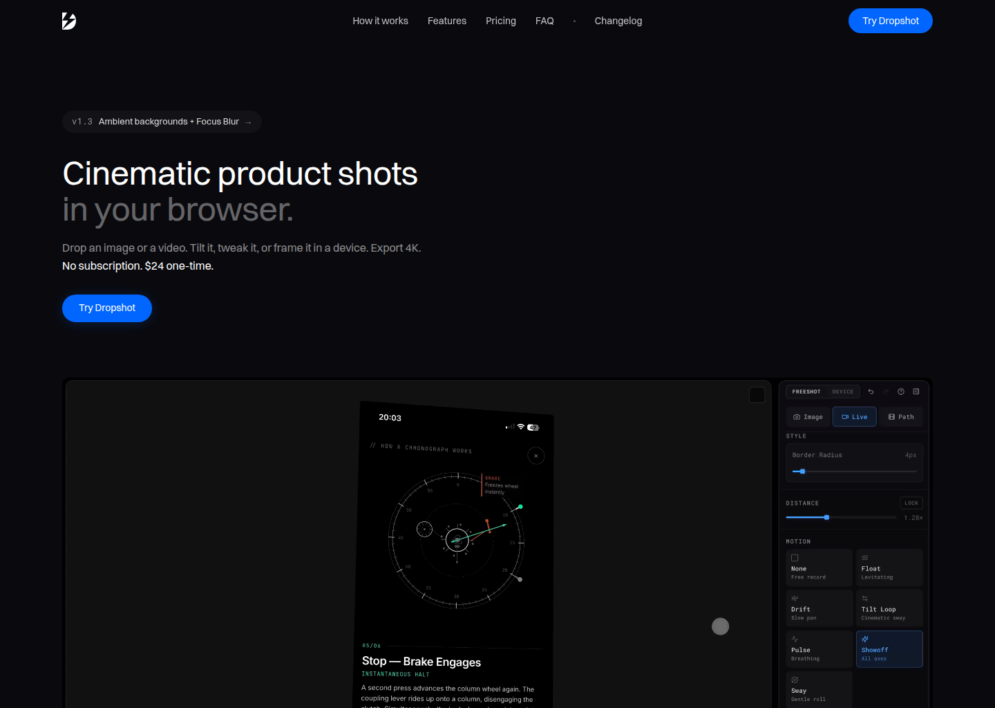 Dropshot — 3D Mockups & Product Videos — website design on Landdding